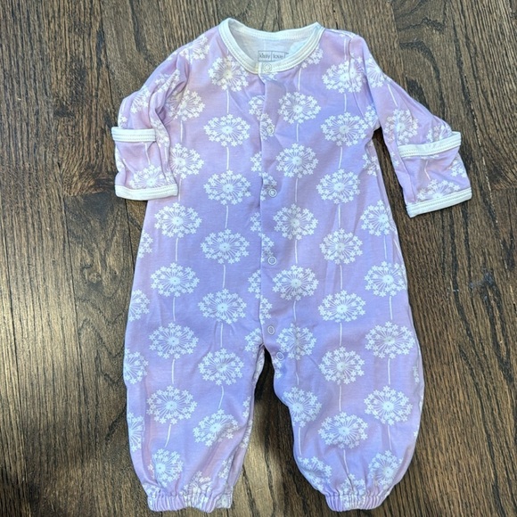 Kissy Love lilac purple flower convertible gown footie with buttons newborn - Picture 6 of 7